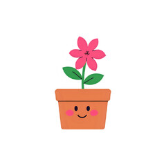 Cute Flower in Pot: Cartoon Illustration for Websites & Designs