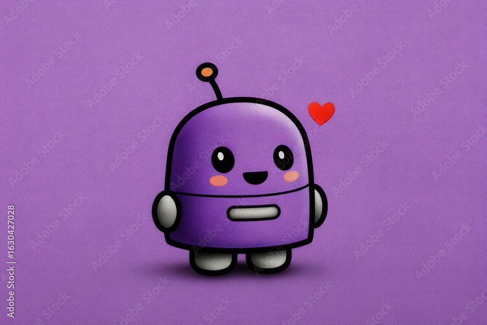 Poster this charming and playful purple robot exudes affection while showcasing its friendly design against