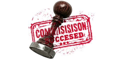 Red ink stamp with wooden handle