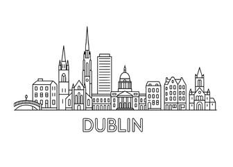 Fototapeta premium Dublin city skyline vector on white background Vector line city skyline