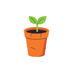 Growing Plant in Pot:  Sustainable Growth,  New Beginnings,  Plant Illustration