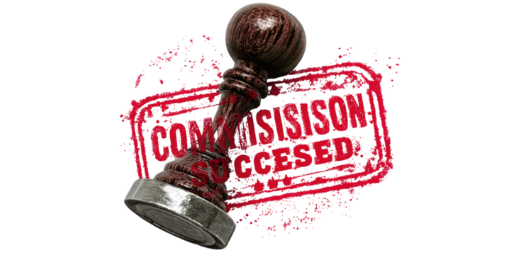 Red ink stamp with wooden handle