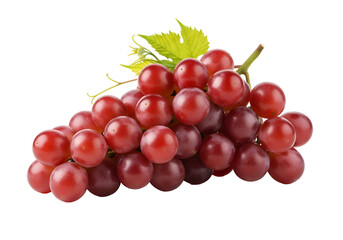 Fototapeta premium Fresh Bunch of Red Grapes with Green Leaves.