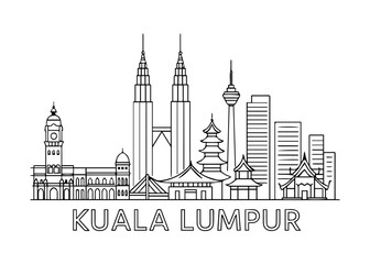 Kuala Lumpur city skyline vector on white background
Vector line city skyline