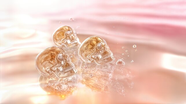 Shining Skull: Delicate skull structures appear to be in the water, creating a dreamy composition that's both intriguing and ethereal.