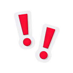 Two exclamation marks, stylized, on white