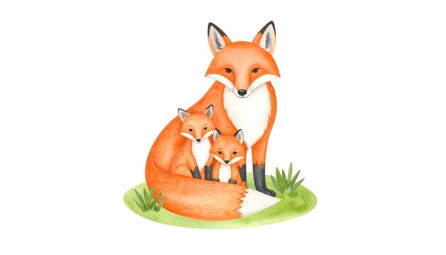 Cute fox family in nature - Powered by Adobe