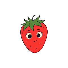 Cute Cartoon Strawberry: Illustration of a Happy Berry Fruit