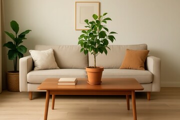 A Modern Living Room with a Touch of Nature