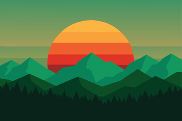 Obraz premium Sunrise Over Hills Nature Vector