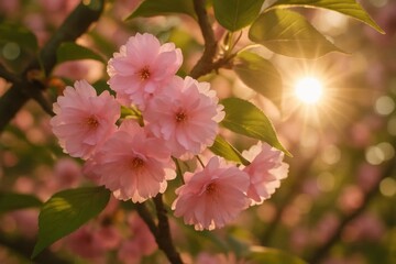 Obraz premium Sunlight Dances Through Blossoms in a Garden of Serenity