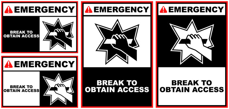 Set Collections break to obtain access emergency sign sign template design vector illustration
