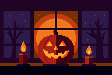 Spooky Carved Pumpkin with a Menacing Grin