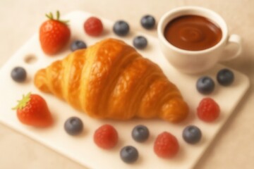 Indulge in a delightful breakfast with fresh strawberries and blueberries, paired perfectly with a rich cup of coffee