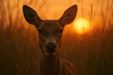 A Deer's Gaze at Dusk