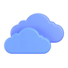 Fototapeta premium Two light blue fluffy clouds illustration on transparent background