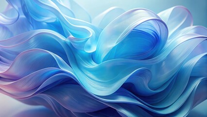 Abstract swirling blue and purple fluid waves with translucent layers