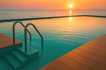 A Serene Poolside at Sunset