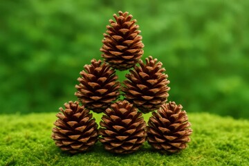 A Pinecone Pyramid on a Green Canvas