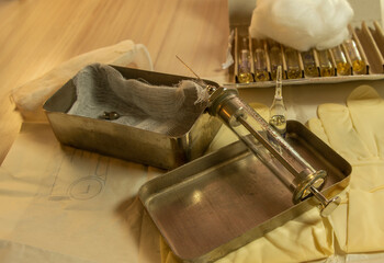 Medical supplies and items on the table