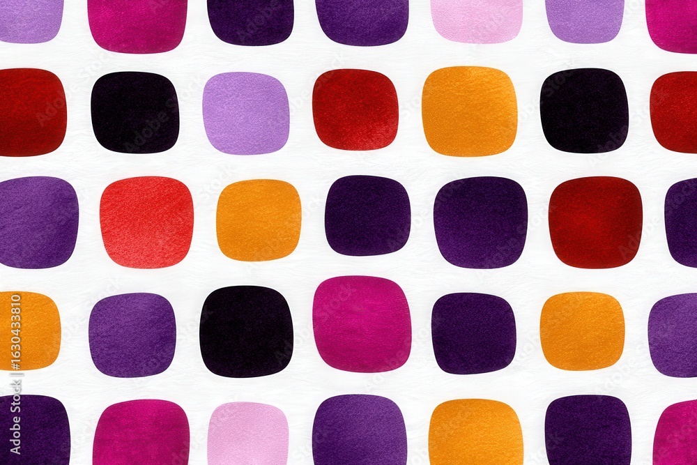 Poster a captivating abstract watercolor pattern featuring playful squares in a rich palette of deep reds, 