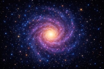 Obraz premium A cosmic spiral galaxy in deep space, radiating with a warm glow of stars