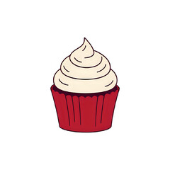 Red Velvet Cupcake Illustration: Delicious Dessert Graphics for Baking Blogs & Recipes