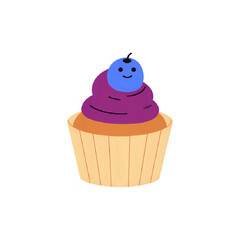 Delightful Blueberry Cupcake Illustration: Perfect for Baking Blogs & Recipes