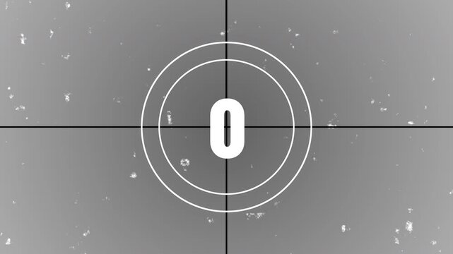 Vintage super8 film leader and old film countdown animation 5 to 1 seconds