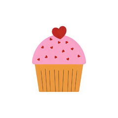 Pink Cupcake with Heart Decoration: Perfect for Valentine's Day or Romantic Occasions