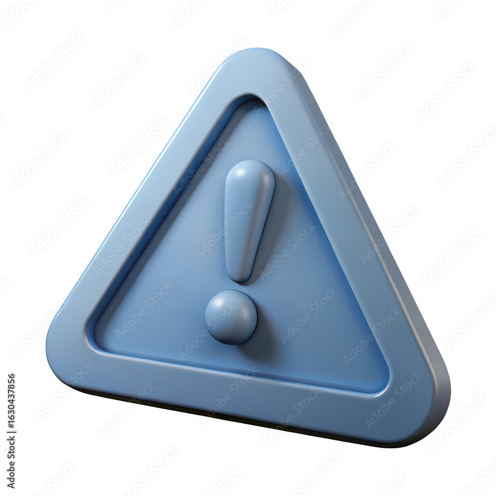 Poster 3d warning sign with exclamation mark isolated on transparent background