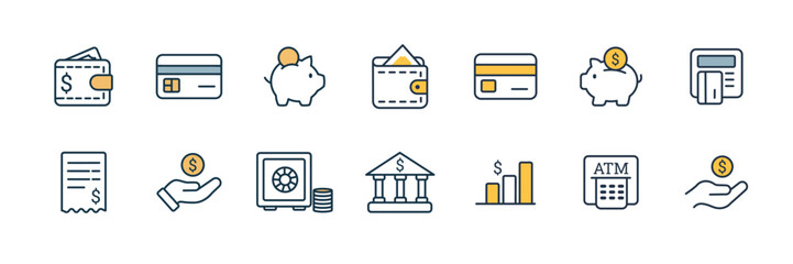 set of Minimal Finance Icons vector illustration 