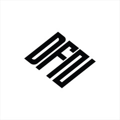 Modern abstract DFN logo design featuring geometric lines for innovative data analysis and digital transformation branding