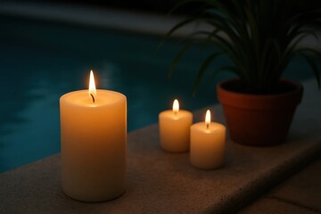 A Quiet Moment by the Poolside with Candles