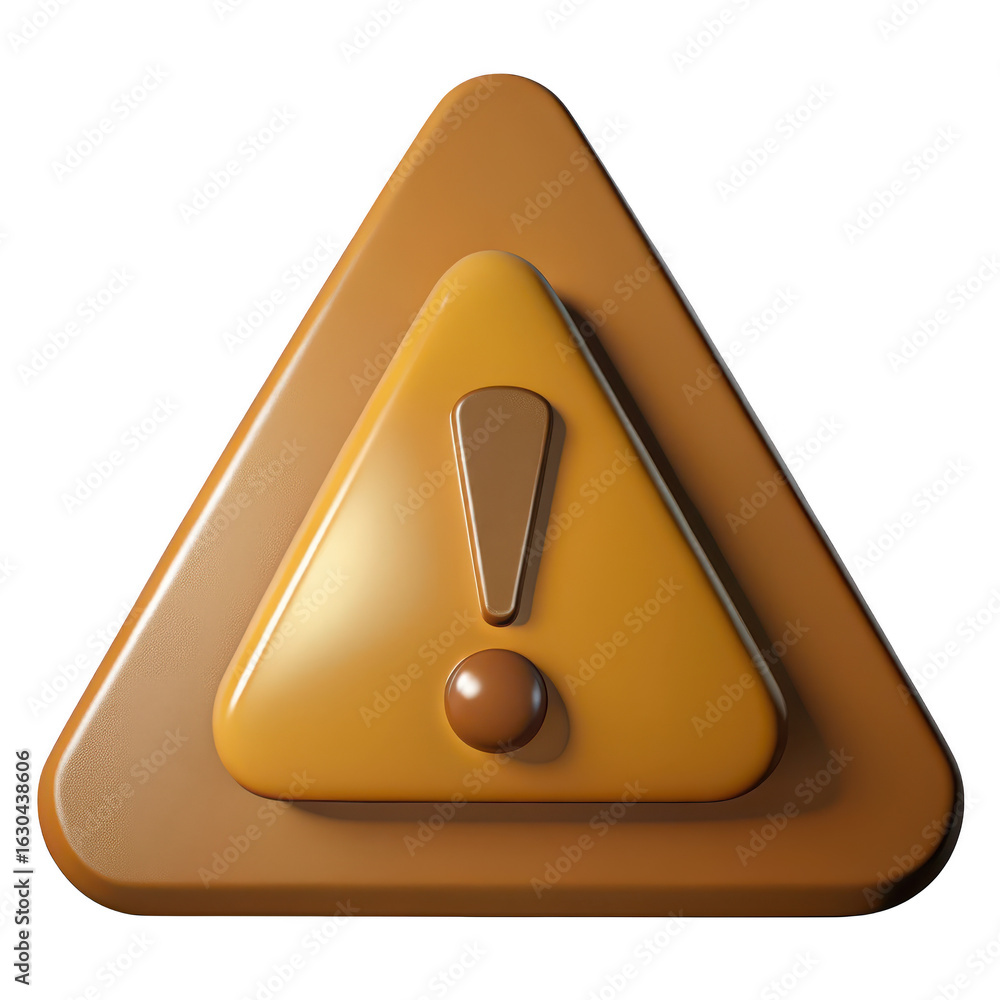 Poster 3d warning sign icon isolated on transparent background