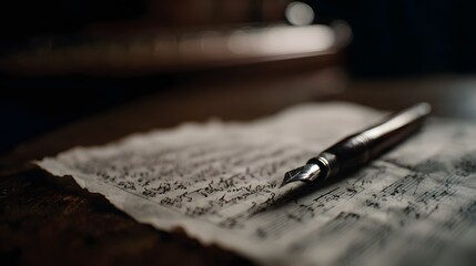 Handwritten music notes on a composer s desk