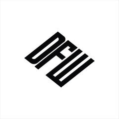 Modern abstract DFW logo design featuring geometric lines for innovative data analysis and digital transformation branding