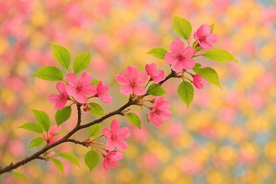 A delicate dance of pink blossoms against a vibrant backdrop, capturing the essence of springtime