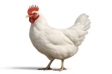 Fototapeta premium White hen standing on transparent background, poultry farming concept
