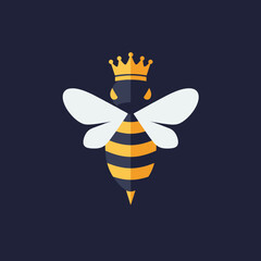 Regal Honeybee Illustration: Crowned Insect Design