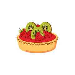 Delicious Strawberry Kiwi Tart: Vibrant Fruit Pastry Illustration