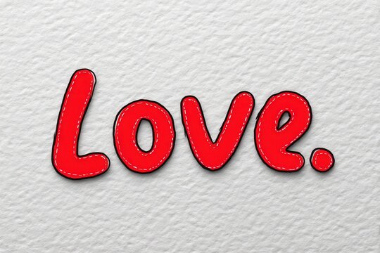 Bold red love typography illustrated on textured paper background conveying passion intimacy and emotional connection inviting viewers to contemplate the depths of affection and unity in a