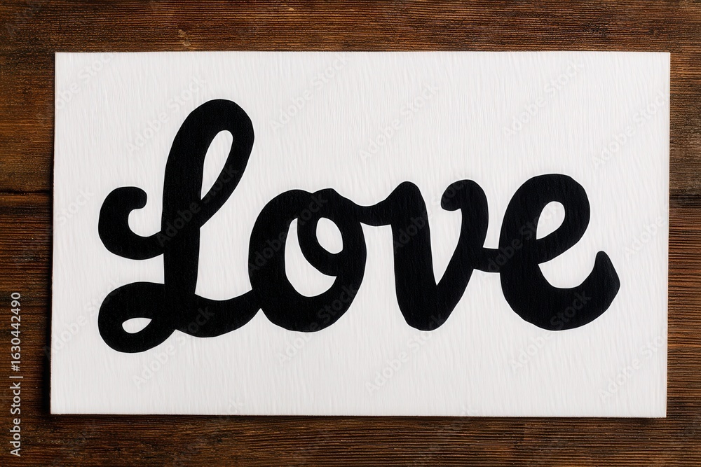 Aufkleber emphasizing passion and affection with a bold visual statement of the word love crafted on textured 