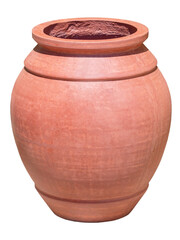 Large clay flower pot on white
