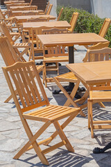 chairs and table in the summer cafe