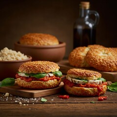 Savory Mediterranean Buns with Mozzarella, Basil, and Tomato.