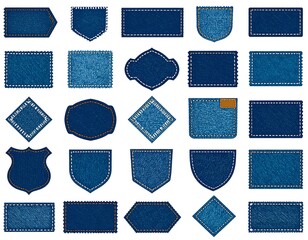Collection of various denim patches