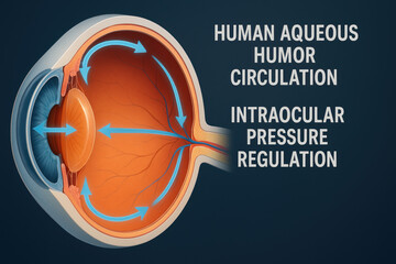 Human Eye Aqueous Humor Circulation and Intraocular Pressure Regulation - Illustration