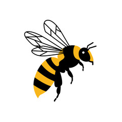 Simple, Colorful Illustration of a Flying Honeybee