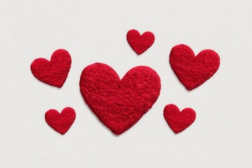Obraz premium Heartfelt connection represented through textured red hearts emerging from a soft backdrop encapsulating feelings of love warmth and emotional resonance within modern artistic expression